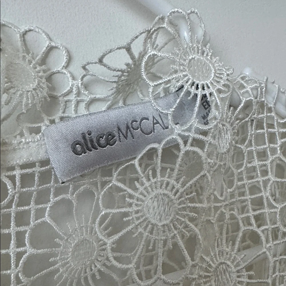 Alice McCall White Floral Eyelet Lace Mini Dress Size: 6